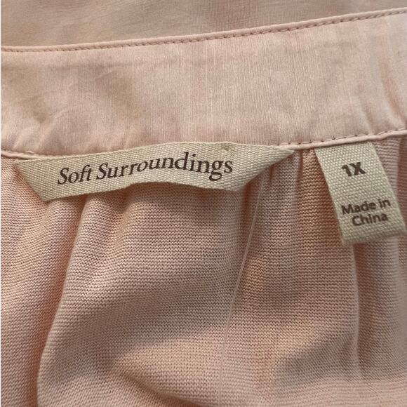 NEW Soft Surroundings Tunic in Pink w/Sheer Overlay Linings Lace Hem Size 1X - Picture 6 of 8